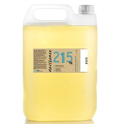 Naissance Aceite De Almendras Dulces Prensado en Frio Puro (no. 215) - 5L - Hidratante y Emoliente Natural Cuidado Cara, Pelo, Uñas, Cuerpo, Piel – Ideal Para Masaje Corporal, Jabones, Estrías