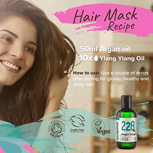 Naissance Aceite Vegetal de Argán de Marruecos BIO n. º 228 - 100ml - Puro, natural, vegano, certificado ecológico, sin hexano y no OGM - Hidratación natural para el cabello.