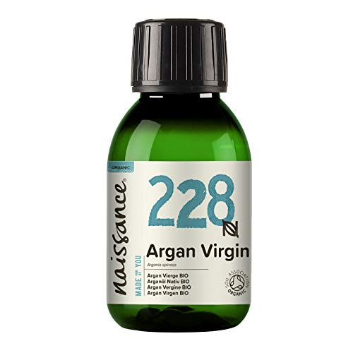 Naissance Aceite Vegetal de Argán de Marruecos BIO n. º 228 - 100ml - Puro, natural, vegano, certificado ecológico, sin hexano y no OGM - Hidratación natural para el cabello.