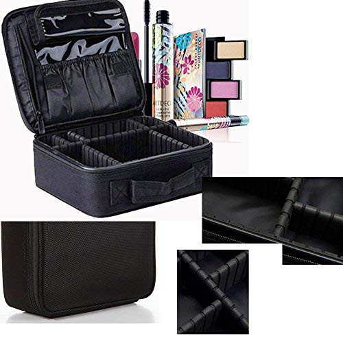 Nasjac Neceser Maquillaje Bolsa de Cosméticos Organizador -Profesional Maquillaje Case-Travel Maquillaje Herramientas Contenedor Estuche para Viaje Bolso de Cosméticos con Divisores Bolsillos(Negro)