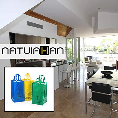 Natuiahan 3 Bolsas Reciclaje Duraderas. Robustas, Prácticas y Fáciles de Limpiar y Transportar. Incluye 30 Bolsas de Basura Perfumadas (30 L) Sin Fugas