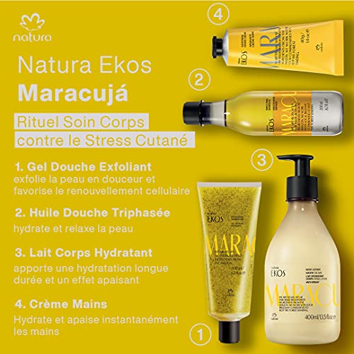 NATURA - Aceite de Ducha Trifásico Maracuja Natura Ekos - Hidrata y Protege la Piel - Para tu Bienestar y Relajación - Proporciona una Piel Suave y Radiante - 100 % Vegano - Cruelty Free - 200 ml