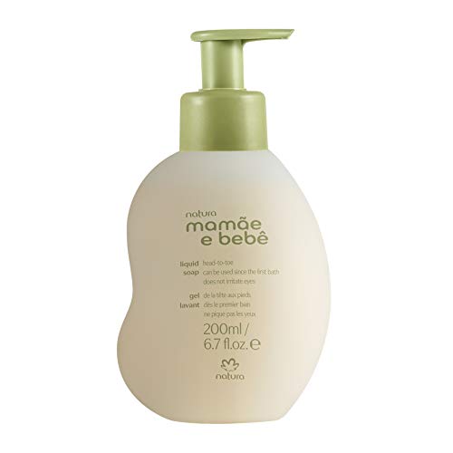 NATURA - Gel de Baño Suave para Cuerpo y Cabello Mamae e Bebe - Para la Higiene del Bebé - Limpia Suavemente - Dermatológicamente Probado - Aprobado por los Pediatras - 100% Vegano - 200 ml