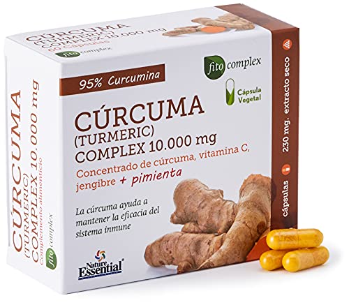 Nature Essential | Cúrcuma Complex 10.000 mg | 60 Cápsulas Vegetales | Jengibre, Pimienta Negra y Vitamina C | Antiinflamatorio | Ayuda a Reforzar el Sistema Inmune | 95% Curcumina