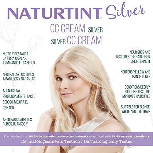 Naturtint CC Cream Matizadora Violeta Sin Aclarado. Elimina Tonos Amarillentos y Cobrizos. Cabellos Rubios, Blancos y Decolorados. 95,8% Ingredientes Natural - 200 ml