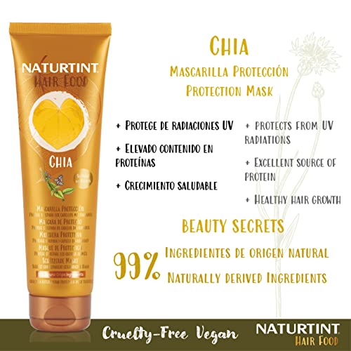 Naturtint Hair Food Chia Mask | Mascarilla Capilar Protección. Protege y Repara los Cabellos Maltratados. 99% Ingredientes Naturales. 150ml