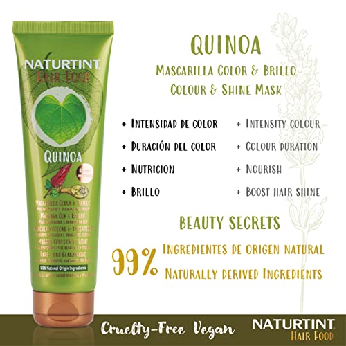 Naturtint Hair Food Quinoa Mask | Mascarilla Capilar Superalimento Quinoa | Color y Brillo | Más Intensidad y Duración del Color | Especial Cabellos Teñidos | 99% de Ingredientes Naturales. 150ml