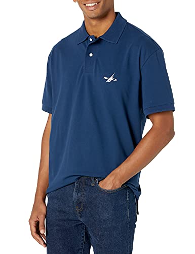 Nautica Classic Fit Mesh Ribbed Polo Camisa, Voyage Blue, XL para Hombre