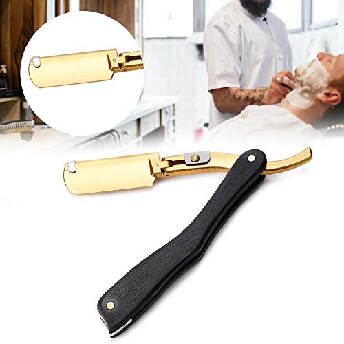 Navaja Manual para Hombres Con Mango de Madera, Cuchilla de Afeitar de Barbero Clásica Portátil para El Hogar(Negro)