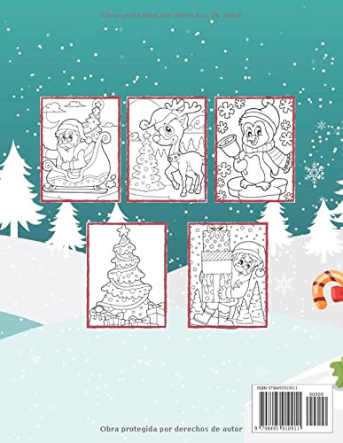 Navidad Libro de colorear: Increíbles páginas para colorear de Papá Noel, el reno y el muñeco de nieve para niños pequeños | que es una forma divertida de aprender los colores