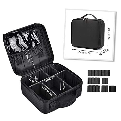 Neceser de Maquillaje, LOSMILE Bolsa de Maquillaje para Viaje,Impermeable Organizador de Maquillaje, Bolso de Cosméticos con divisors Ajustable. (M-Negro)