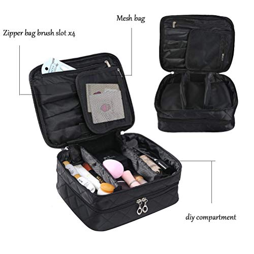 Neceser Maquillaje Grande, Bolso cosmético del maquillaje, Bolsa de Aseo Impermeable para Hombre y Mujer, Neceser de Viaje Negro