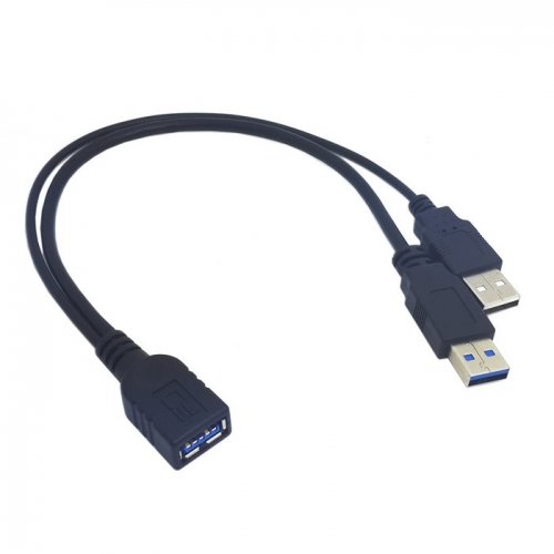 Negro USB 3.0 Hembra a Dual USB Macho Extra Power Data Y Cable de extensión para 2.5 pulgadas Mobile Hard Disk CableCC