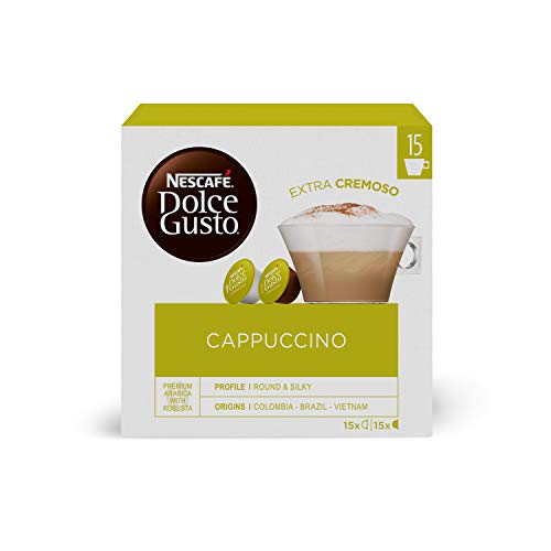 Nescafé Dolce Gusto Cápsulas de Café Capuccino Magnum, Café espresso intenso con espuma suave y cremosa leche, 45 cápsulas de café y 45 de leche para 45 tazas de 240 ml