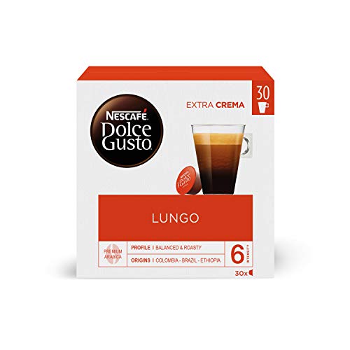 Nescafé Dolce Gusto Cápsulas de Café Lungo Magnum; Café Lungo suave con aroma a café tostado con toques a frutos rojo, 3 cajas de 30 cápsulas - 90 Cápsulas