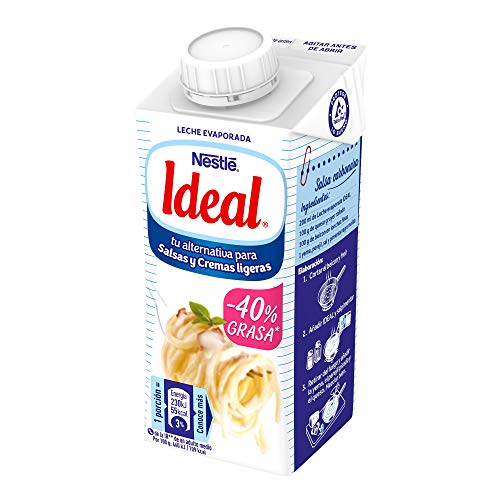 Nestlé Ideal - Leche Evaporada Para Salsas y Cremas Ligeras - Pack de 15 x 210 g