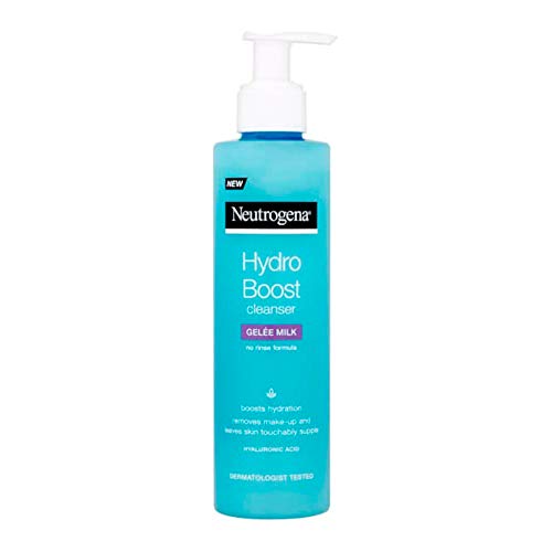 Neutrogena Limpiador de leche Hydro Boost Gelée para piel visiblemente limpia, lavado facial formulado con ácido hialurónico, 200 ml