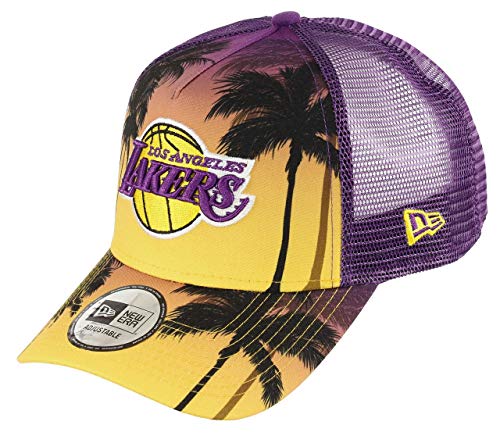 New Era Los Angeles Lakers Frame Adjustable Trucker Cap NBA Palm Tree Yellow/Purple - One-Size