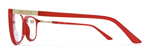 New model 2021 Gafas de lectura con filtro bloqueo de luz azul para gaming, ordenador, móvil. Anti fatiga, presbicia, vista cansada, Mujer Diseño en Colores. VENICE Smart (Rojo, 1,00)