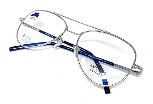 New Model Gafas de lectura con filtro bloqueo luz azul para gaming, ordenador, móvil. ULTIMA MODA Anti fatiga PILOTO unisex venice (Silver Blue, +3,00)