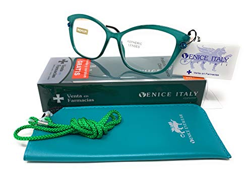 New Model última moda EXCLUSIVA Gafas de lectura, presbicia, vista cansada, Diseño en 5 Colores. VENICE Premium Perl - Dioptrías: 1 a 3,5 (Verde, 2.00)