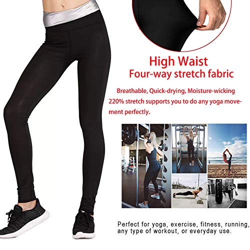 NHEIMA Pantalones de Sauna Adelgazantes Mujer NANOTECNOLOGÍA, Leggins Reductores Adelgazantes, Leggins Anticeluliticos Cintura Alta, Mallas Fitness Push Up para Deporte Running Yoga Gym (L, Negro)