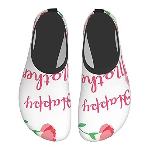 Nicokee Zapatos de agua para el día de la madre con flores, hojas de pájaro, rosa, primavera, celebración, playa, Aqua Yoga calcetines para hombres y mujeres, color, talla 41.5 EU