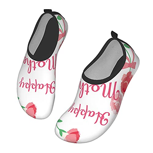 Nicokee Zapatos de agua para el día de la madre con flores, hojas de pájaro, rosa, primavera, celebración, playa, Aqua Yoga calcetines para hombres y mujeres, color, talla 41.5 EU