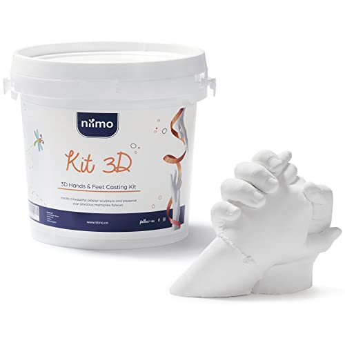 Niimo 3D Kit Huella Niños Familias adultos Kit 3D Completo Alginato para Moldes de Manos y Yeso de Alta Calidad Envase y Herramientas Fácil Elaboración Esculturas Realistas