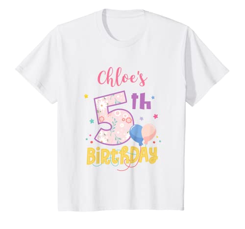 Niños Chloe - Regalo de 5 cumpleaños personalizado para niñas Camiseta