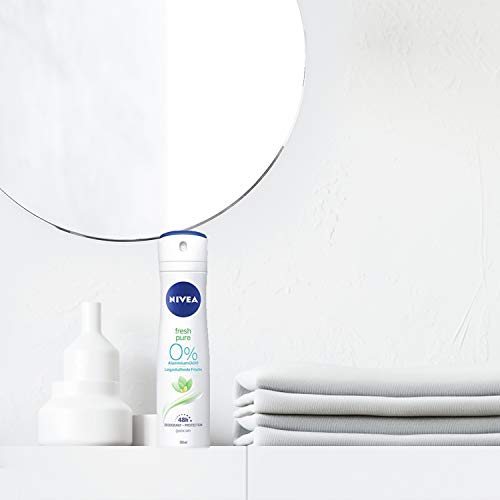 NIVEA Desodorante Fresh Pure en spray (150 ml), desodorante refrescante sin aluminio (ACH), desodorante nutritivo 48 h con protección antibacteriana