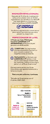 NIVEA Luminous 630 Antimanchas Fluido con Color FP20 (1 x 40 ml), crema antimanchas facial con doble acción, protector antimanchas con ácido hialurónico