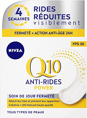 Nivea Q10 Energy Crema de Noche Antiarrugas, 50ml + Power Antiarrugas Cuidado de Día Triple Defensa FP30 (1 x 50 ml), crema hidratante antiarrugas, crema facial con protector solar 30, crema de día