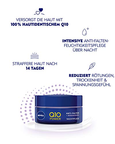 NIVEA Q10 Power - Crema de noche antiarrugas y sensibilidad reducida, para una piel de aspecto joven, crema de noche hidratante, 2 unidades (2 x 50 ml)