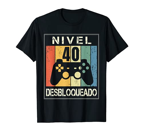 Nivel 40 Desbloqueado Gamer 40 Años 1981 Divertido Hombre Camiseta