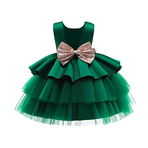 NNJXD Bebé Niñas Princesa Vestido Bowknot Lentejuelas Vestidos Pompa Boda Vestido de tutú Talla90 (12-24 Meses) 730 Verde-A