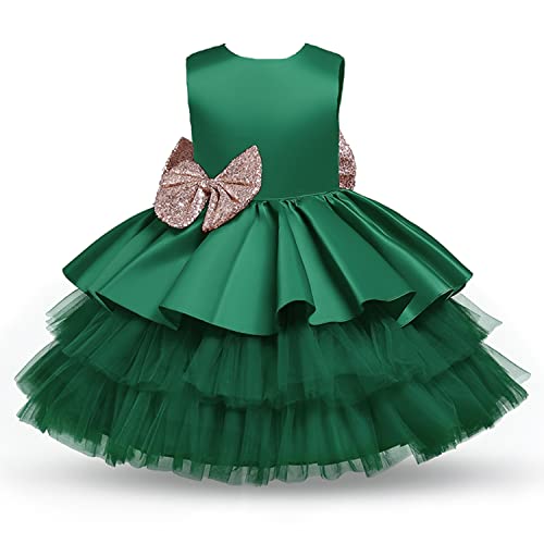 NNJXD Bebé Niñas Princesa Vestido Bowknot Lentejuelas Vestidos Pompa Boda Vestido de tutú Talla90 (12-24 Meses) 730 Verde-A