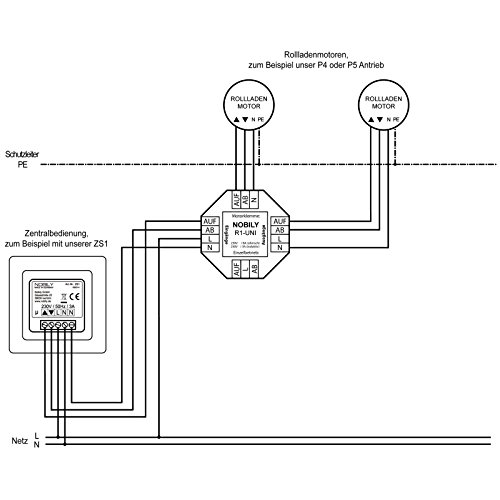 Nobily R1-UNI - Relé separador para persiana, Relé para persianas, control individual, control centralizado, control de un grupo para motor de persiana enrollable, motor tubular, accionamiento para persianas (1 motor)