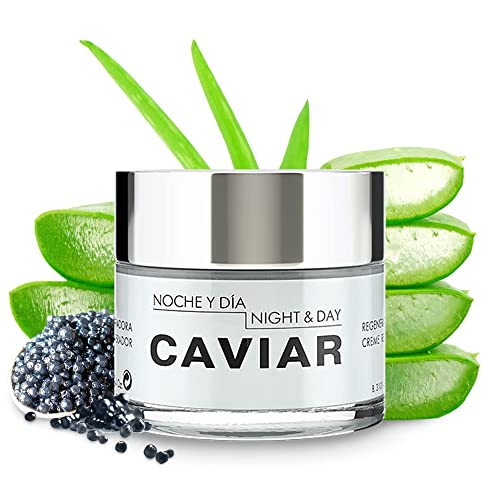 Noche Y Dia Caviar Face Cream - Sturgeon Caviar & Aloe Vera - Daily Anti-Aging Moisturizer To Reduce Appearance Of Fine Lines, Blemishes, Discoloration & Wrinkles & Collagen Booster - 2.4 fl oz