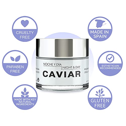 Noche Y Dia Caviar Face Cream - Sturgeon Caviar & Aloe Vera - Daily Anti-Aging Moisturizer To Reduce Appearance Of Fine Lines, Blemishes, Discoloration & Wrinkles & Collagen Booster - 2.4 fl oz