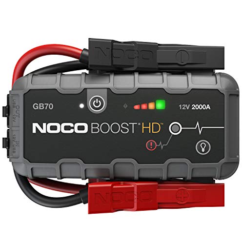 NOCO Boost HD GB70, Arrancador de Batería UltraSafe 2000A 12V, Cargador de Booster Profesional y Cables de Arranque de Coche por Gasolina de hasta 8 litros y Motores de Diésel de hasta 6 litros