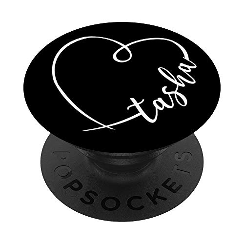 Nombre de la marca Tasha con diseño de corazón sencillo PopSockets PopGrip Intercambiable