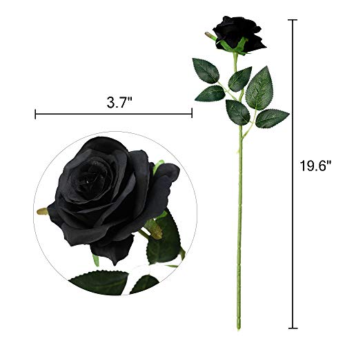 Nubry Flor de Rosa de Seda Artificial de un Solo Tallo de Rosa Falsa para el Ramo de Bodas Arreglos Florales Decoración del Centro de Mesa para Fiestas en casa, 10pcs (Negro)