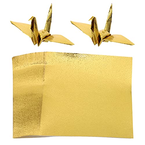 NUOBESTY 100 unidades de papel de origami dorado brillante hecho a mano, papel metálico para manualidades, álbum de recortes, papel de fondo cuadrado para niños, manualidades
