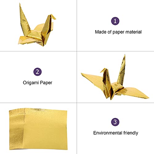 NUOBESTY 100 unidades de papel de origami dorado brillante hecho a mano, papel metálico para manualidades, álbum de recortes, papel de fondo cuadrado para niños, manualidades