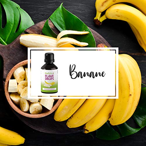 Nutri+ Flave Drops Plátano 30ml - Gotas de Sabor sin Calorías Concentrado Edulcorante Vegano con Dosificador para Endulzar Yogur
