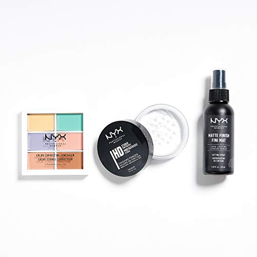 NYX Professional Makeup Kit de bestsellers Bestsellers Kit, Set de maquillaje de 3 piezas: Paleta de correctores, polvos fijadores, spray fijador