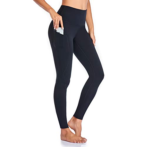 Occffy Leggings Mujer Deporte Cintura Alta Mallas Pantalones Deportivos Leggins con Bolsillos para Yoga Running Fitness y Ejercicio Oc01 (Negro, S)