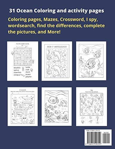 Ocean Coloring and Activity Book: Coloring, mazes, puzzles, word search, and More! (for kids ages 4-8)
