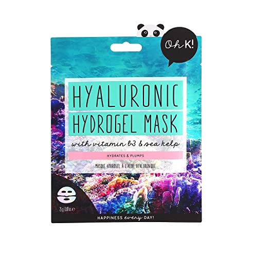 Oh K! - Mascarilla Facial Nutritiva - Mascarilla Hidrogel - Mascarillas Coreanas - Con Ácido Hialurónico Marino, Vitamina B3 y Algas Marinas - Vegana - Sin Gluten ni Sulfatos - No Testada en Animales